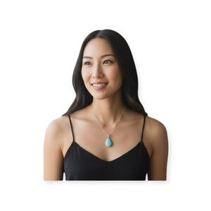 new Larimar ☀︎︎ Crystal Briolette Teardrop Stone Necklace ☀︎︎ Sterling Silver